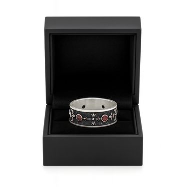 Burnt 950 Sterling Silver Cross Ring
